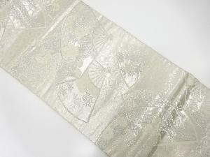 アンティーク　扇に花・古典柄織り出し袋帯（着用可）